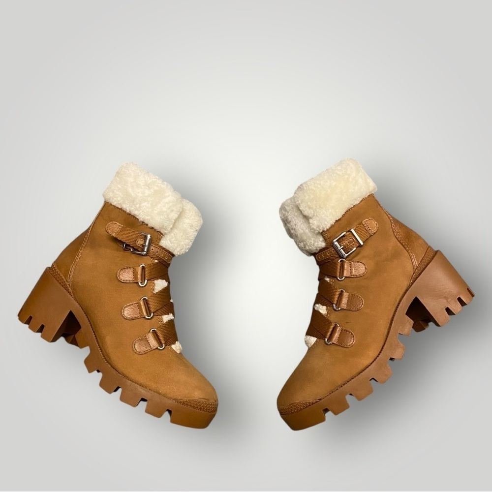 SCHUTZ Aretuza Shearling & Suede Combat Boots Sz‎ 7.5
